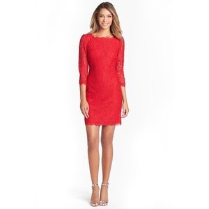 Adrianna Papell Red Lace Dress